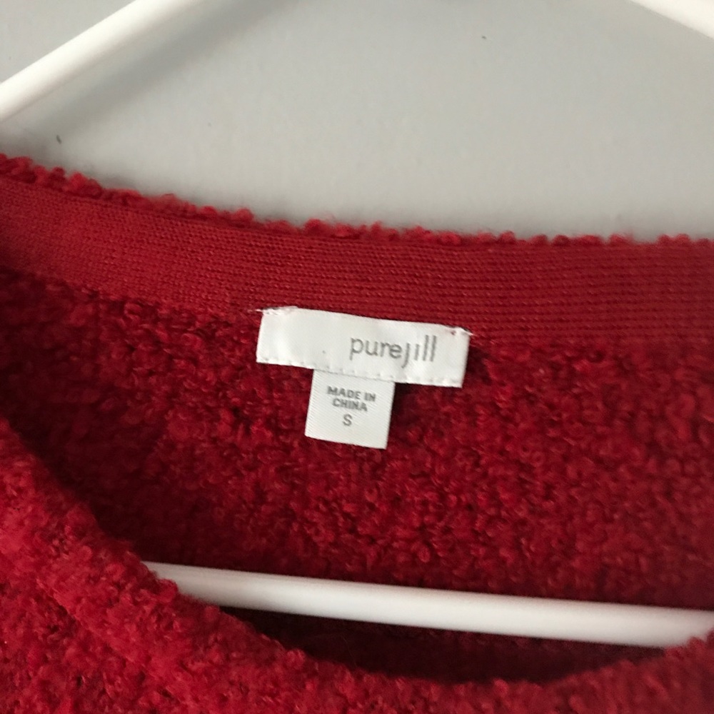 J Jill Boiled Wool Blend Sweater Pullover Crew Neck Red Sz S Long Sleeve Women’s - Picture 3 of 7